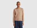 Basic 100Pc Virgin Round Neck Jumper - Sand