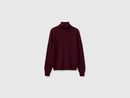 Basic Cable Turtle Neck Jumper - Burgundy