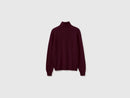 Basic Cable Turtle Neck Jumper - Burgundy