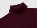 Basic Cable Turtle Neck Jumper - Burgundy