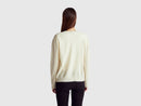 Crew Neck Cardigan in Pure Merino Wool - Cream