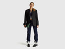 Crew Neck Cardigan in Pure Merino Wool - Navy