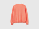 Crew Neck Cardigan in Pure Merino Wool - Peach