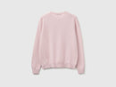 Crew Neck Cardigan in Pure Merino Wool - Soft Pink