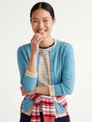 Crew Neck Cardigan in Pure Merino Wool - Sky Blue