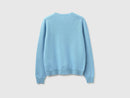 Crew Neck Cardigan in Pure Merino Wool - Sky Blue