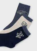 Dinos 3 Pair Socks - Navy