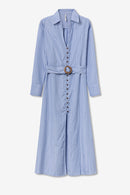 Dove Striped Belted Dress - Blue Indigo