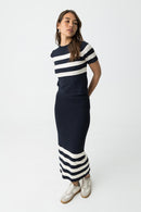 Claudie 1B Stripe Skirt - Dark Navy