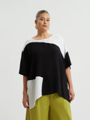 BLACK AND WHITE SHORT SLEEVE TOP - Black/white