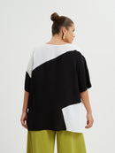 BLACK AND WHITE SHORT SLEEVE TOP - Black/white