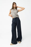 Camelia Wide Leg Trouser - Lyons Blue
