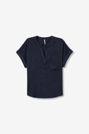Caminho V Neck Top - Lyons Blue