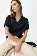 Caminho V Neck Top - Lyons Blue