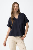 Caminho V Neck Top - Lyons Blue