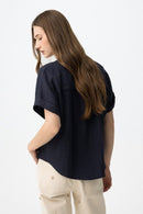 Caminho V Neck Top - Lyons Blue