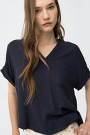 Caminho V Neck Top - Lyons Blue