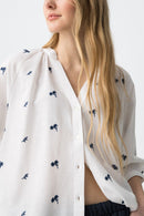 Edesta V-Neck Print Shirt - Star White