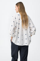 Edesta V-Neck Print Shirt - Star White