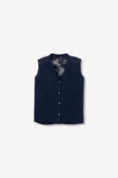 Lynx Lace Shoulder Top - Lyons Blue