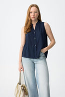 Lynx Lace Shoulder Top - Lyons Blue