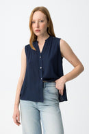 Lynx Lace Shoulder Top - Lyons Blue