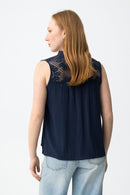 Lynx Lace Shoulder Top - Lyons Blue