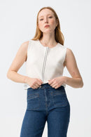 Marine Sleeveless Top - Star White