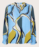 Dahlia Print V Neck Blouse - Oasis