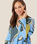 Dahlia Print V Neck Blouse - Oasis