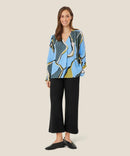 Dahlia Print V Neck Blouse - Oasis