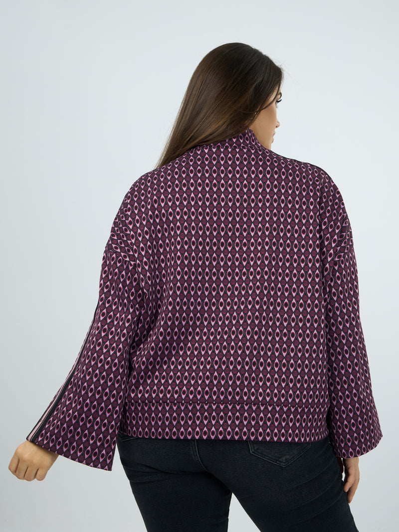 BELL SLEEVE PRINT TOP - Bordeaux