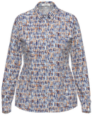 Long Sleeve Print Blouse - Royal