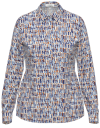 Long Sleeve Print Blouse - Royal