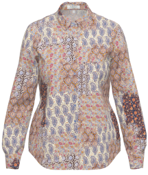 Long Sleeve Print Blouse - Natural