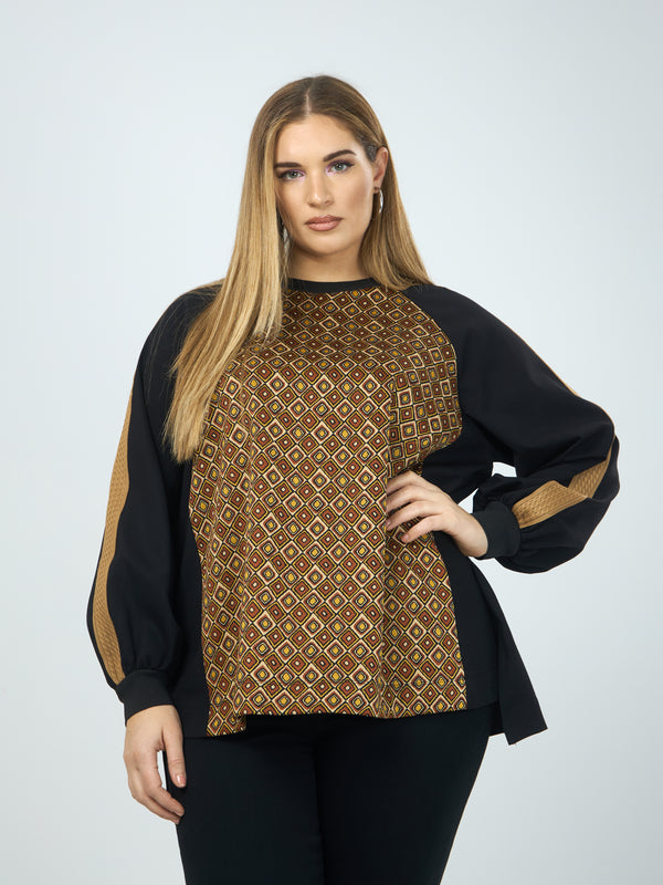 PATTERN FRONT TOP - Black