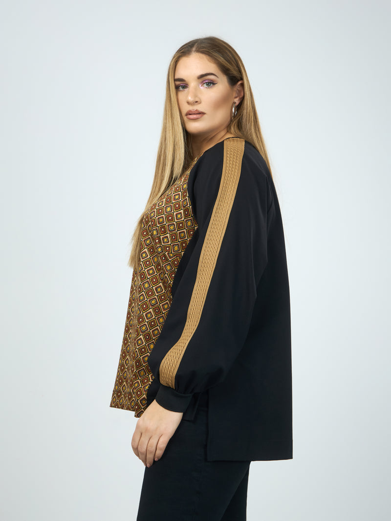PATTERN FRONT TOP - Black