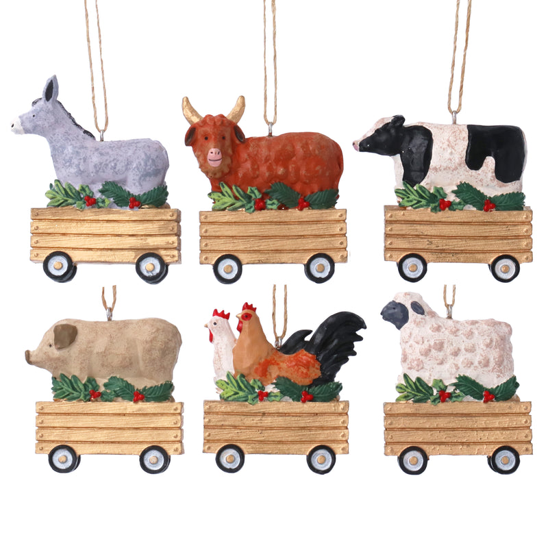 Farm Animals in Cart Hanging Decoration
