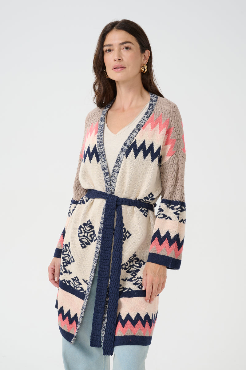 Culio Knit Cardigan - Oatmeal Jaquard