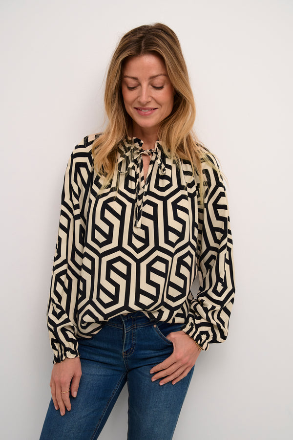 Astra Blouse - Geometric Black
