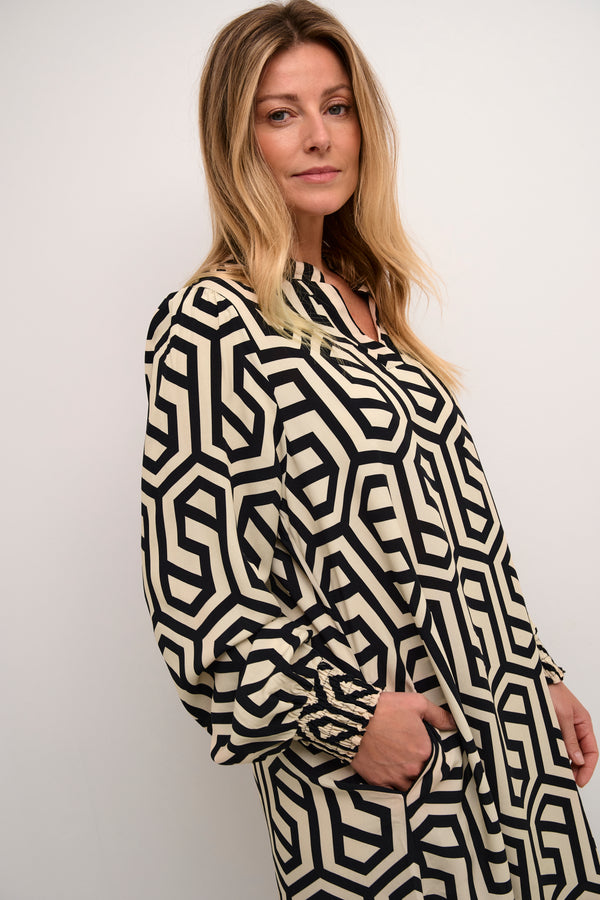 Astra Dress - Geometric Black