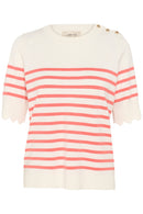 Villea Striped Knit Blouse - Eggnog Porcelain