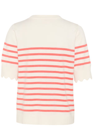 Villea Striped Knit Blouse - Eggnog Porcelain
