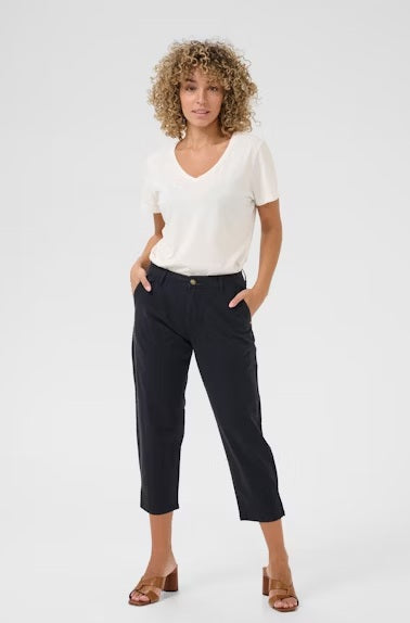Berta Capri Twill Trouser - Navy Blazer