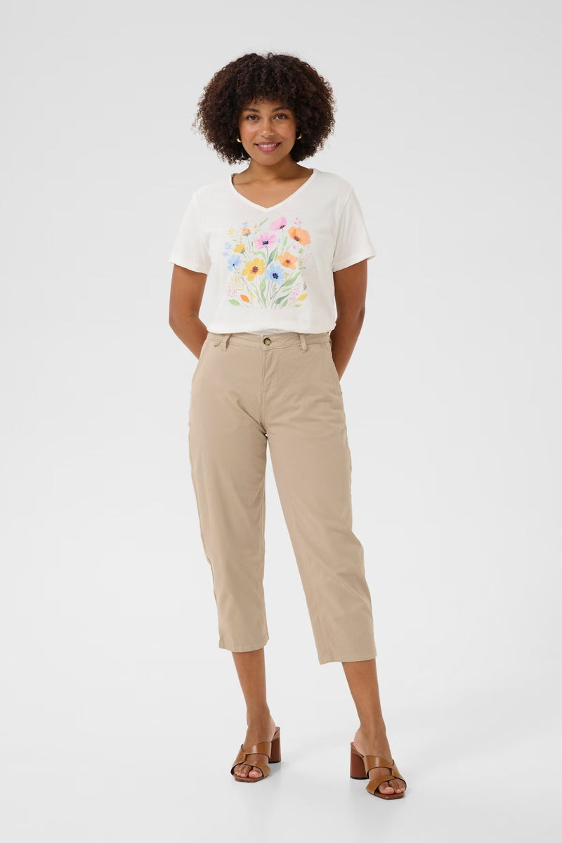 Cream Berta Capri Twill Trouser - Tuffet