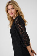 Ebana 3/4 Sleeve Dress - Pitch Black