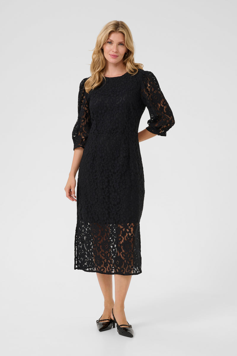 Ebana 3/4 Sleeve Dress - Pitch Black