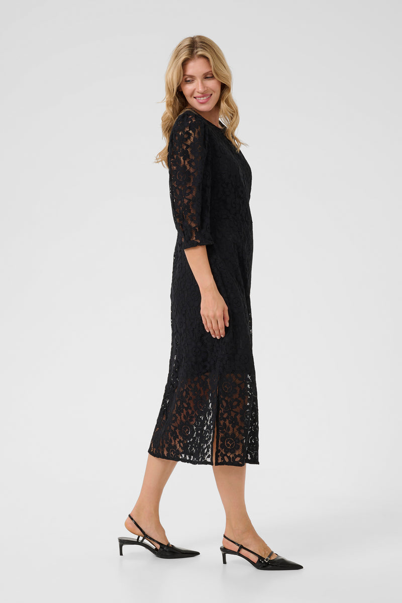 Ebana 3/4 Sleeve Dress - Pitch Black