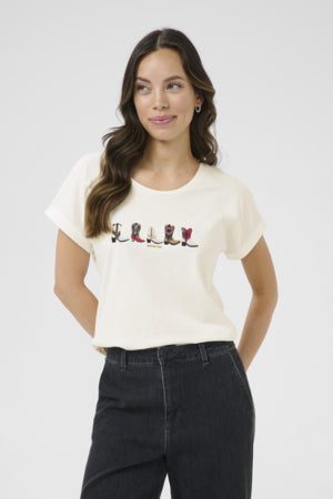 Sita Short Sleeve T-Shirt - Brown Red Blue Cowboy Boots