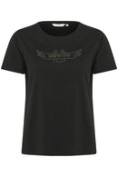 Liria Short Sleeve T-Shirt - Black Howdy Rhinestones